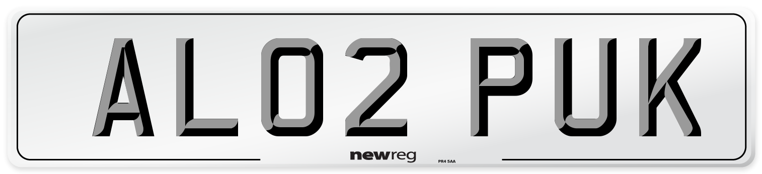 AL02 PUK Number Plate from New Reg